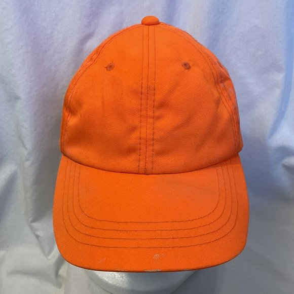 OC Solid Orange Strapback Hat Cap Outdoor Sports Safety Adjustable Stained - Picture 2 of 15